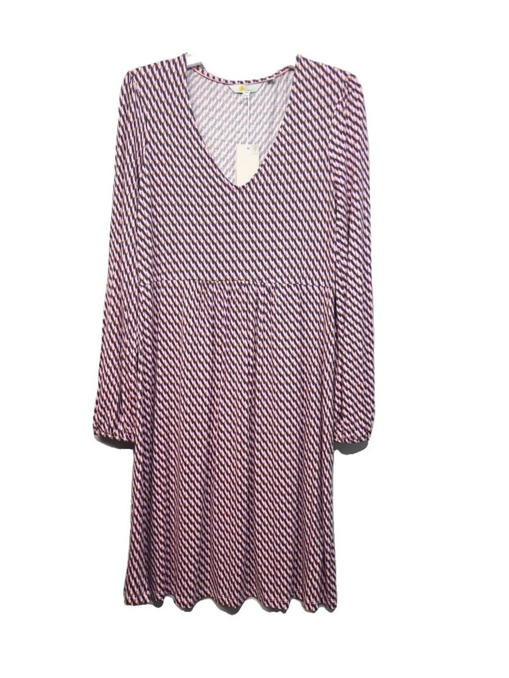 Boden Hattie Jersey Dress Size 8 Pink Punch, Zig Zag Wave NWT